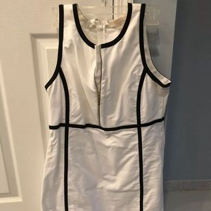 Michael Kors White Black Dress Sz 12 Gold Half Zip